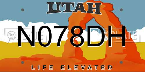 N078DH Utah License Plate