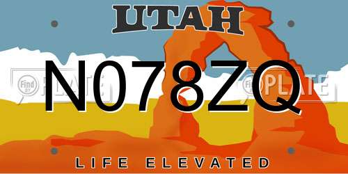 N078ZQ Utah License Plate