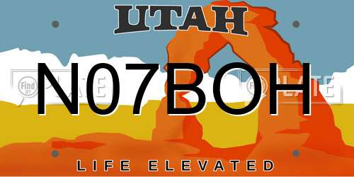 N07BOH Utah License Plate