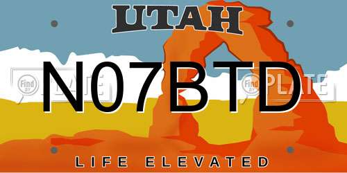N07BTD Utah License Plate