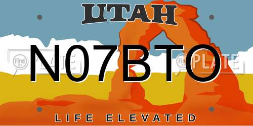 N07BTO Utah License Plate