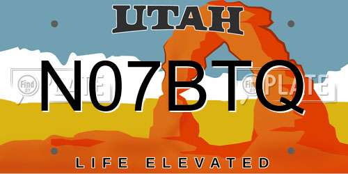 N07BTQ Utah License Plate