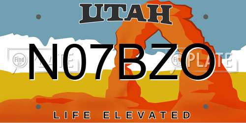 N07BZO Utah License Plate