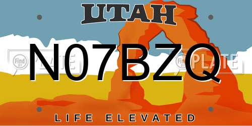 N07BZQ Utah License Plate