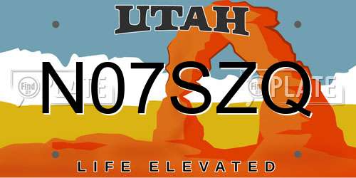 N07SZQ Utah License Plate