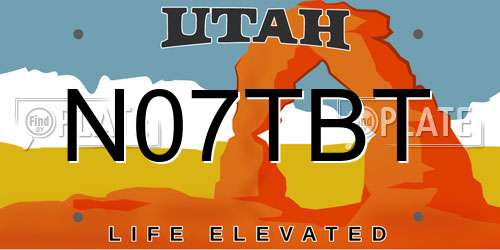 N07TBT Utah License Plate
