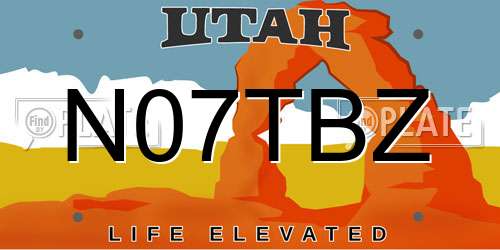 N07TBZ Utah License Plate