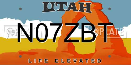 N07ZBT Utah License Plate