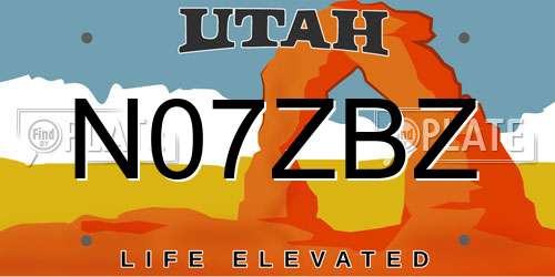 N07ZBZ Utah License Plate