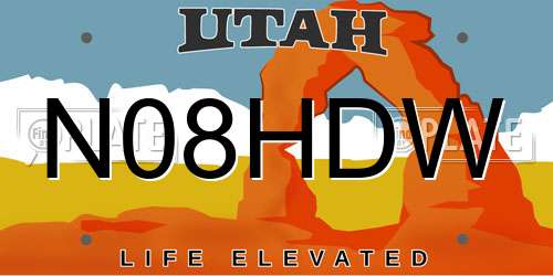 N08HDW Utah License Plate