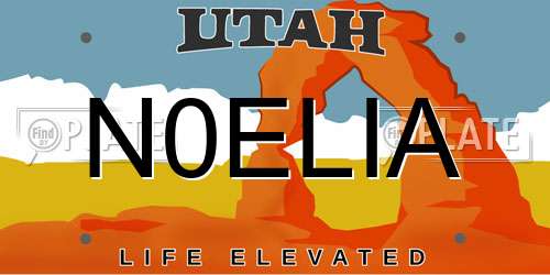 N0ELIA Utah License Plate