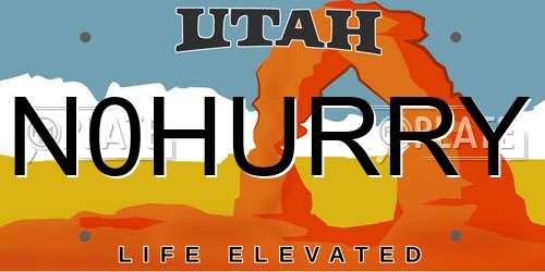 N0HURRY Utah License Plate