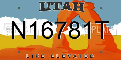 N16781T Utah License Plate