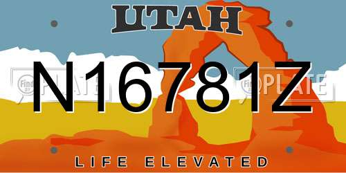 N16781Z Utah License Plate