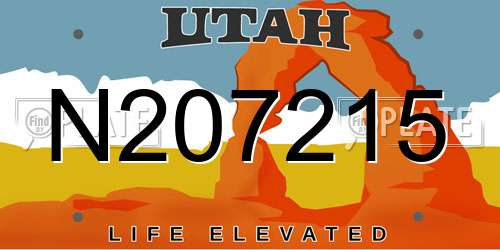 N207215 Utah License Plate