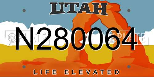 N280064 Utah License Plate