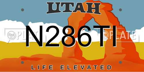 N286TI Utah License Plate