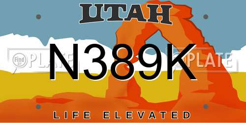 N389K Utah License Plate