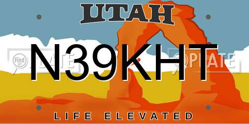 N39KHT Utah License Plate