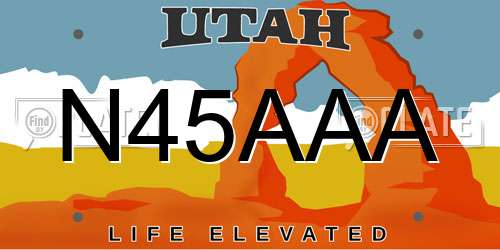 N45AAA Utah License Plate