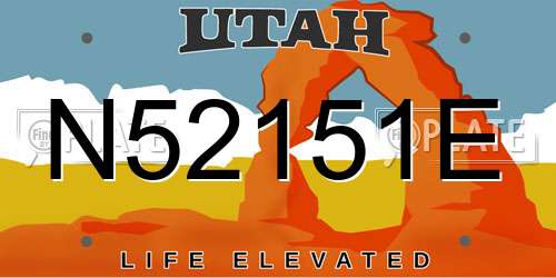 N52151E Utah License Plate