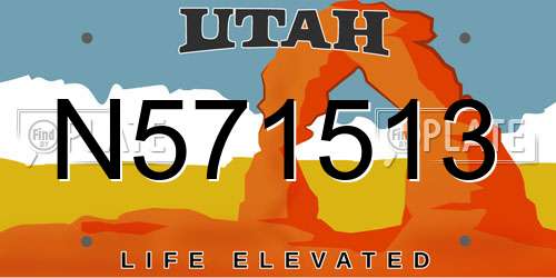 N571513 Utah License Plate