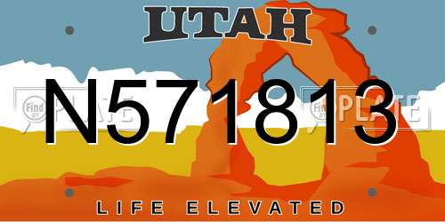 N571813 Utah License Plate