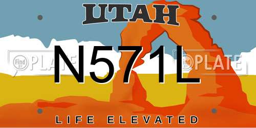 N571L Utah License Plate