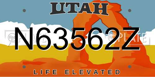 N63562Z Utah License Plate