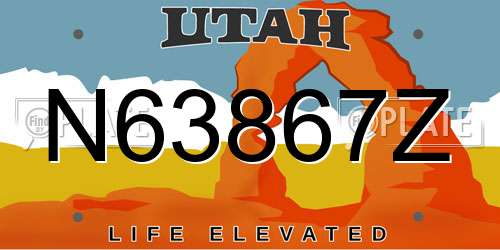 N63867Z Utah License Plate
