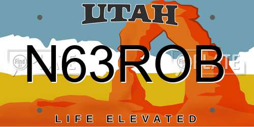 N63ROB Utah License Plate