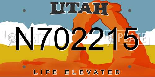 N702215 Utah License Plate