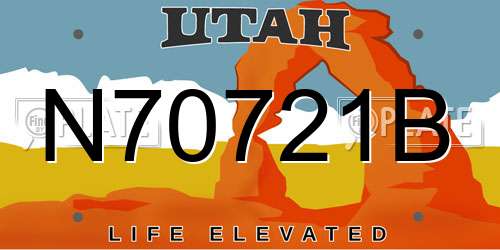 N70721B Utah License Plate