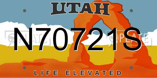 N70721S Utah License Plate