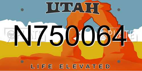 N750064 Utah License Plate