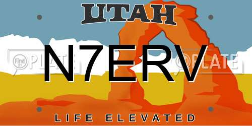 N7ERV Utah License Plate