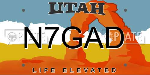 N7GAD Utah License Plate