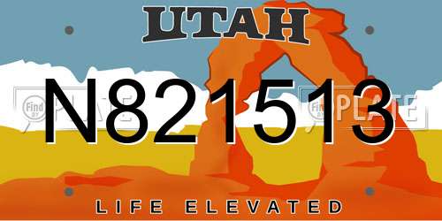 N821513 Utah License Plate