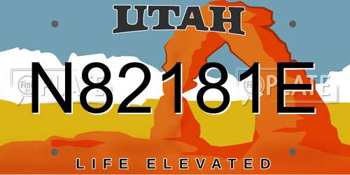 N82181E Utah License Plate