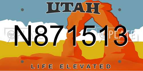 N871513 Utah License Plate