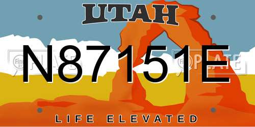 N87151E Utah License Plate