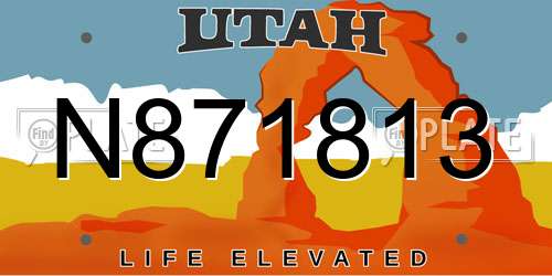 N871813 Utah License Plate