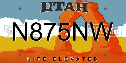 N875NW Utah License Plate