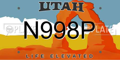 N998P Utah License Plate