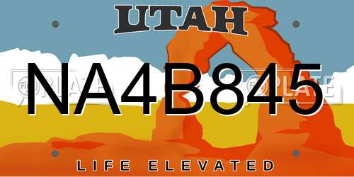 NA4B845 Utah License Plate