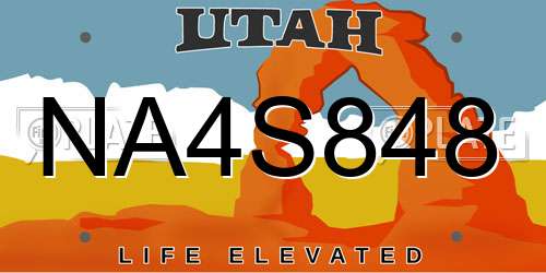 NA4S848 Utah License Plate