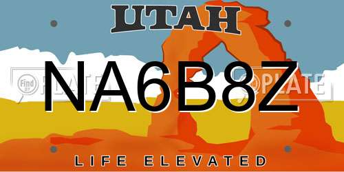 NA6B8Z Utah License Plate