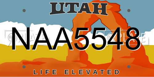 NAA5548 Utah License Plate