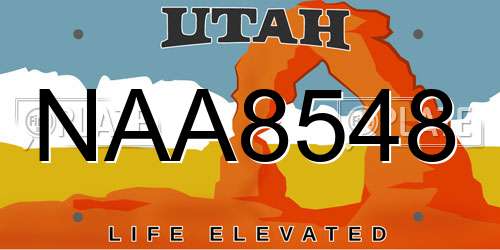 NAA8548 Utah License Plate