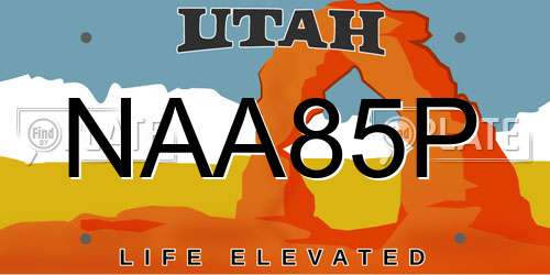 NAA85P Utah License Plate